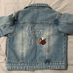 Kids Light Blue Denim Little Miss Flower Girl Jean Jacket